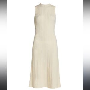 Theory Cable Knit Sleeveless MIDI dress in Ecru